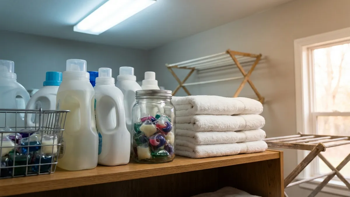Is Tide non-toxic: laundry detergent being poured into a washing machine drum