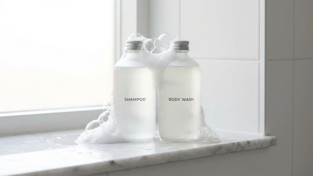 What are sulfates SLS and SLES: shampoo bottle with ingredient label showing sulfate compounds