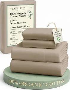LANE LINEN Organic Cotton Percale Sheets